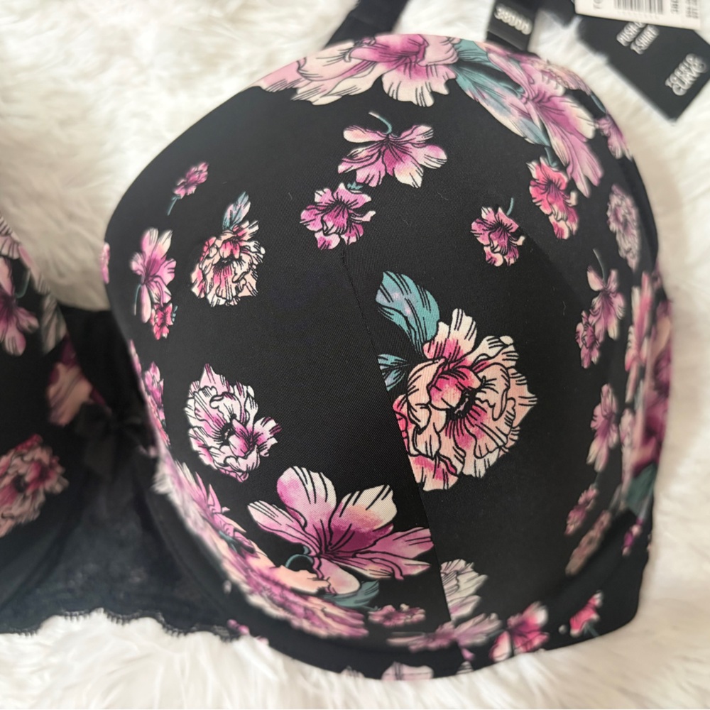 Torrid Black and Pink Floral Bra - Picture 4 of 10